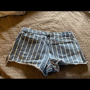 A&F denim strip shorts